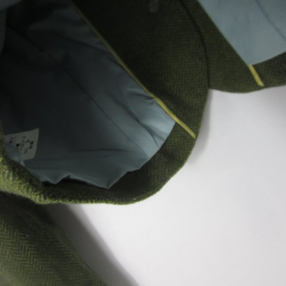 Vintage L.L. Bean Womens 12 Green Herringbone Wool LS Blazer Jacket M Equestrian - Picture 8 of 10